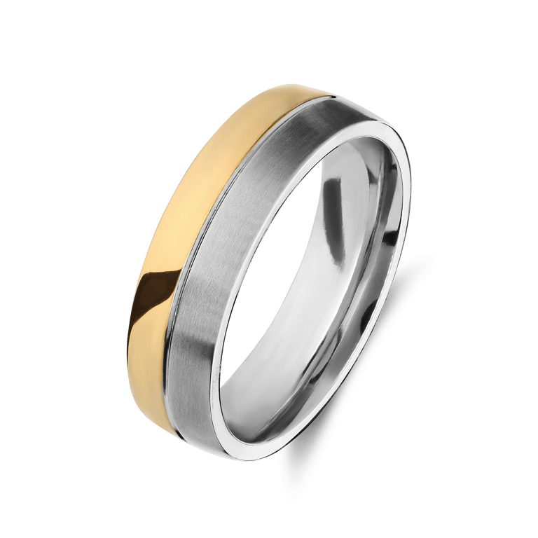 Stainless steel goldplated herenliefdesring Praag