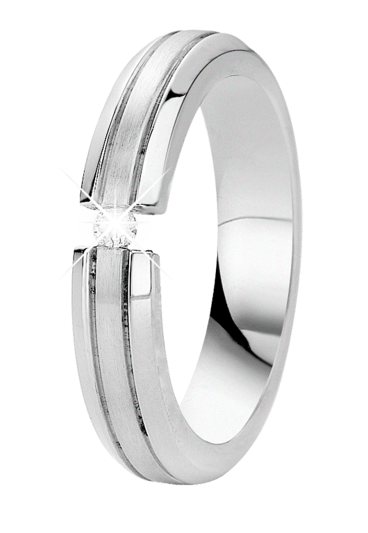 Edelstahl Damenring mit Zirkonia
