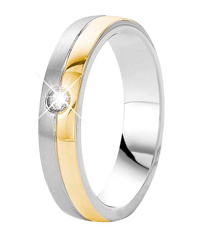 Stainless steel goldplated vriendschapsring Praag met zirkonia voor dames