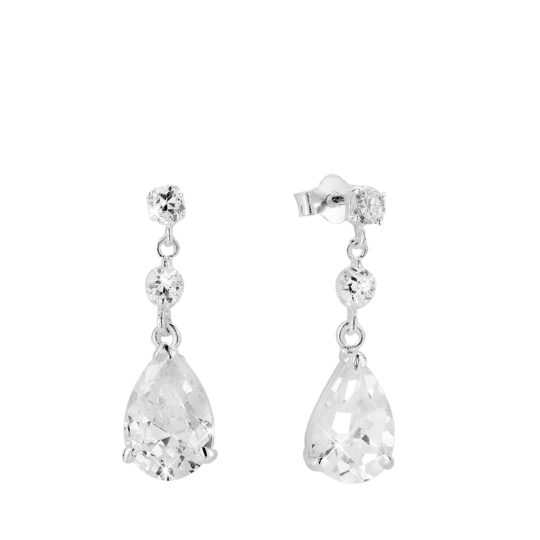 Ohrringe, Silber 925, mit Zirkonia-Charms in Tropfenform