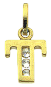 14 karaat geelgouden letterhanger met zirkonia
