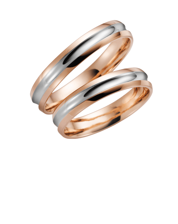 Poppy, zweifarbiger Trauring für Damen, Rotgold/Weißgold, 14 Karat, H38R