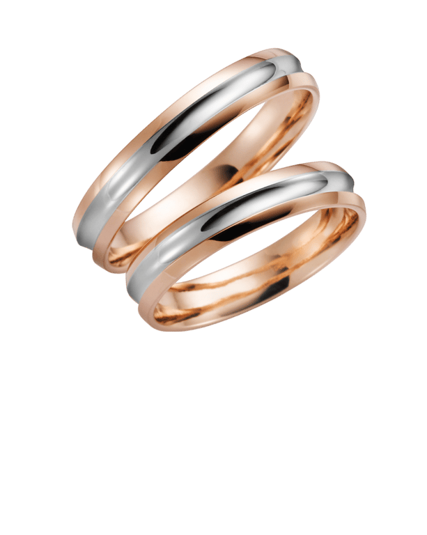 Poppy, zweifarbiger Trauring für Herren, Rotgold/Weißgold, 14 Karat, H38R