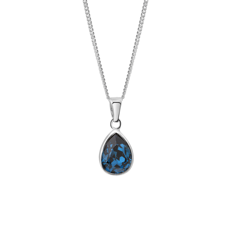 Zilveren ketting met blauwe kristal