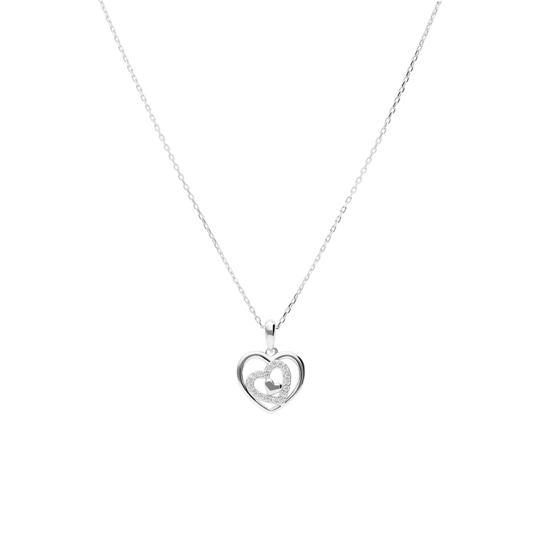 Zilveren ketting met hanger hart zirkonia