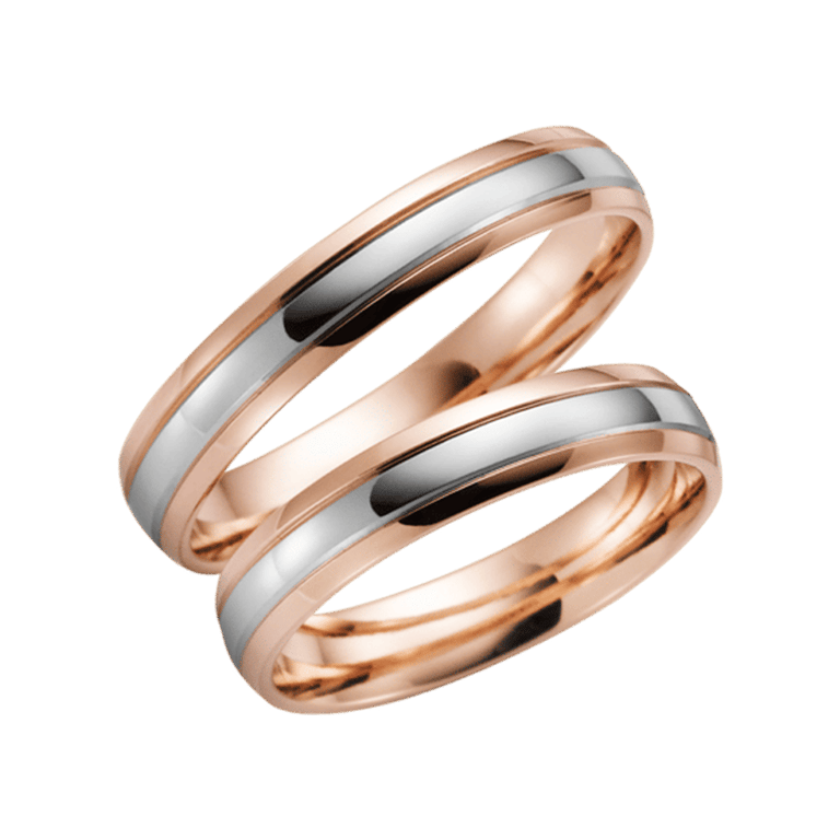 14K Bicolor-Trauring rosa/weiß Flora Herren H12R