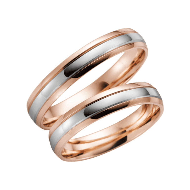 14 K bicolour trouwring rose/wit Flora Heren H12R