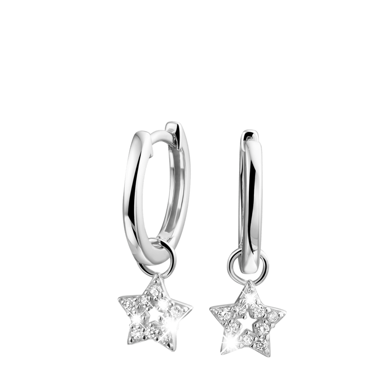 Kinderohrringe, 925 Silber, Stern der Galaxis mit Zirkonia