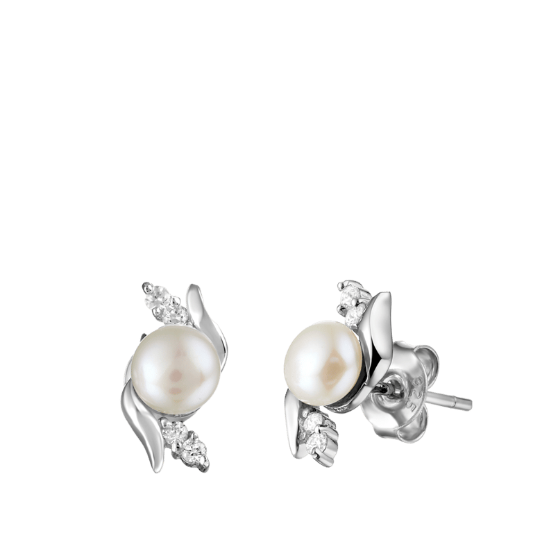 Ohrringe, 925 Silber, mit Süßwasserperle und Zirkonia