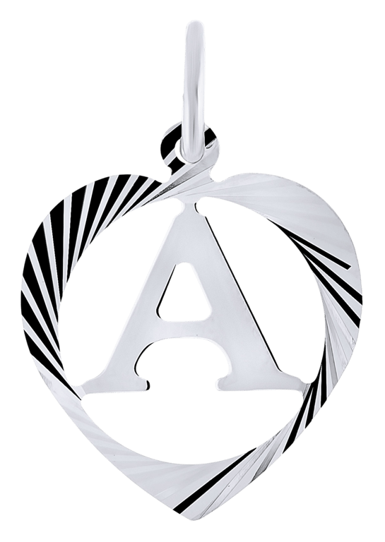 Silberner Alphabet-Charms in Herzfacette