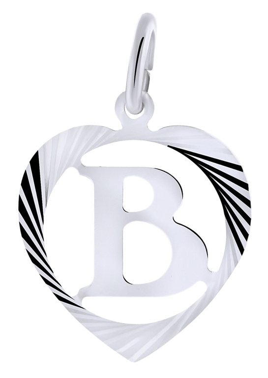 Zilveren hanger alfabet in hart facet