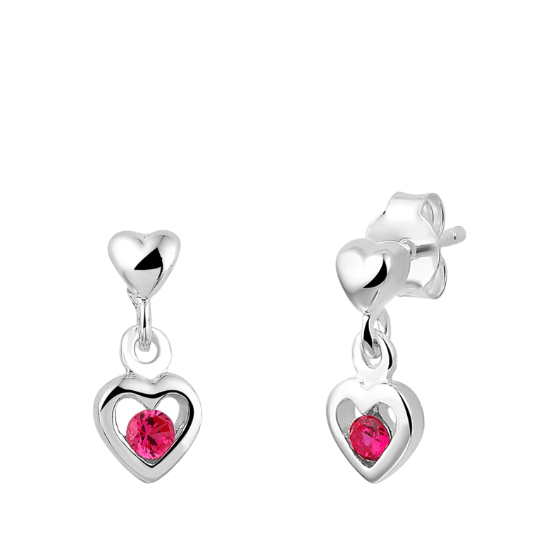 Kinderohrringe aus 925 Silber, Herz mit Zirkonia