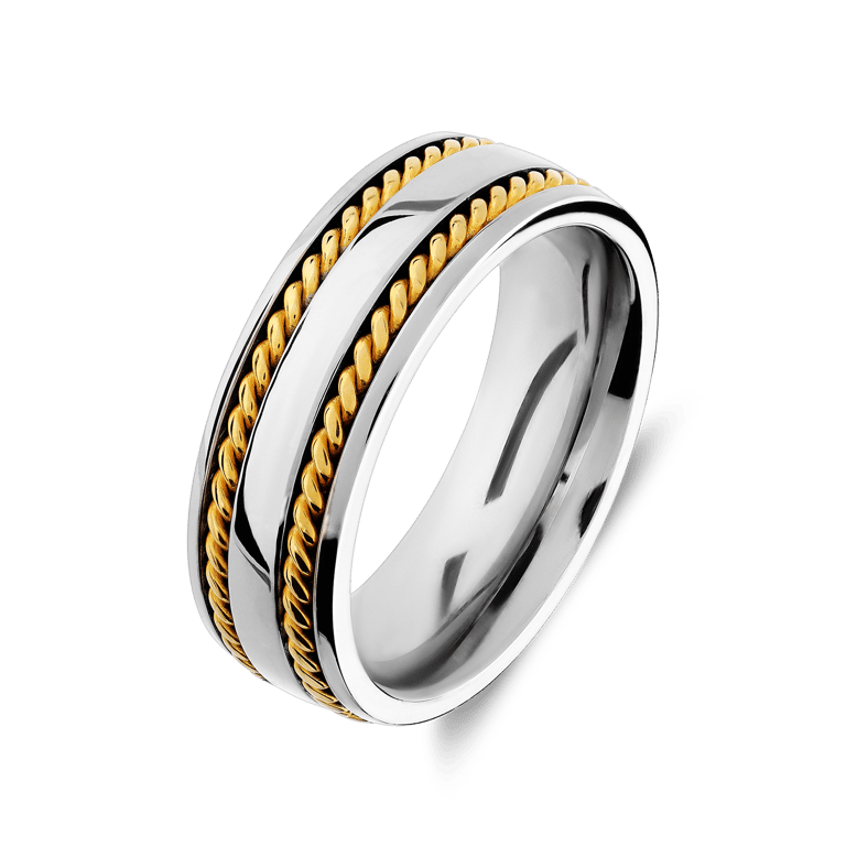 Stainless steel goldplated vriendschapsring Rhodos
