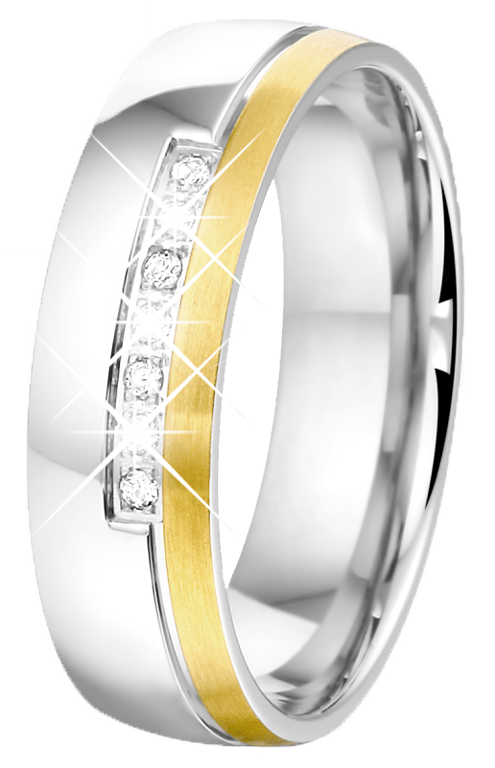 Stalen goldplated vriendschapsring Maui met zirkonia voor dames