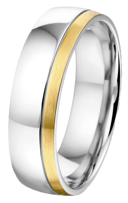 Stainless steel goldplated herenliefdesring Maui