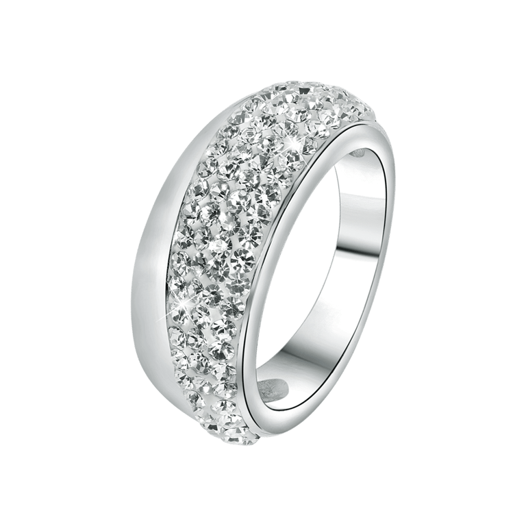 Gerecycleerd stainless steel ring met kristal