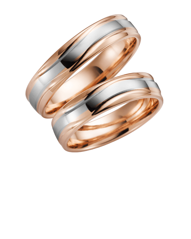 14K bicolor rose/wit dames trouwring Daisy H40R