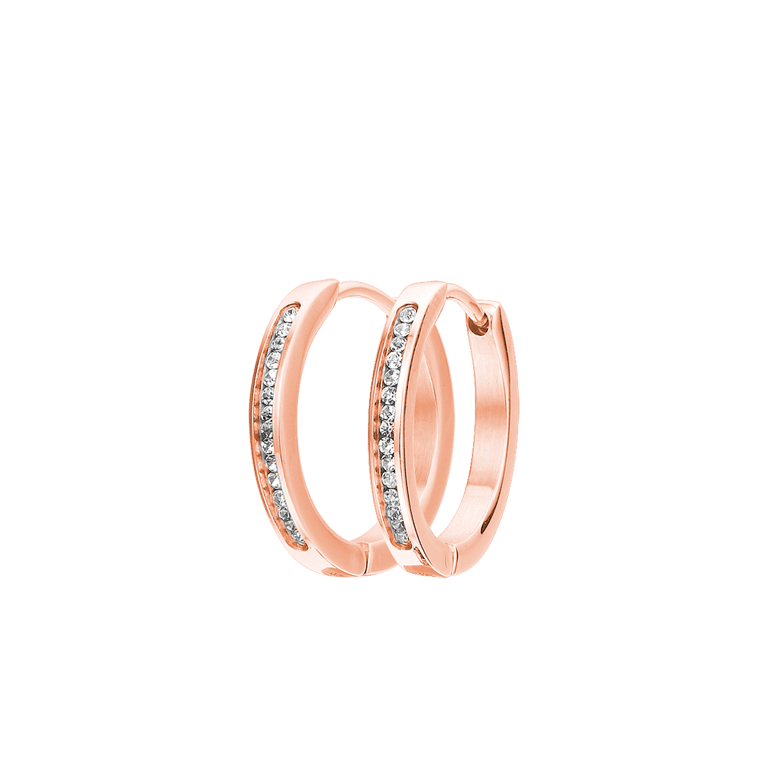 Stainless steel roséplated oorringen met kristal voor dames