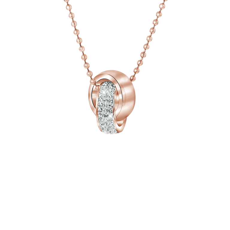 Stalen roséplated ketting met hanger met kristal voor dames