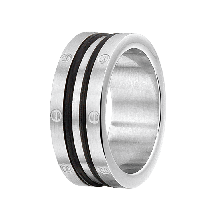 Gerecycleerd stainless steel ring stainless steel/zwart