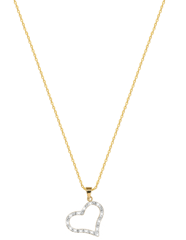 14 karaat geelgouden ketting hanger hart kristal