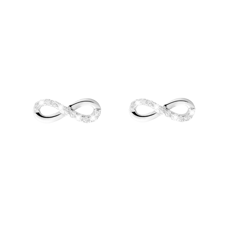 Silber, 925, Infinity-Ohrringe mit Zirkonia