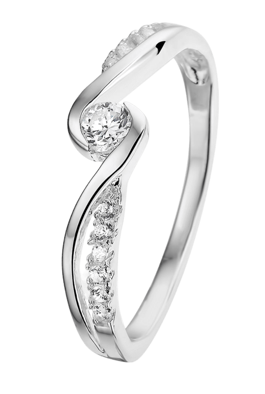 Zilveren ring fantasie met zirkonia
