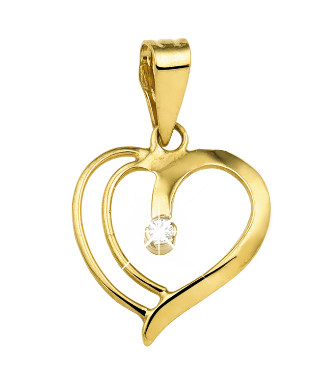 14 Karat Goldanhänger Herz mit Diamant 0,02 ct