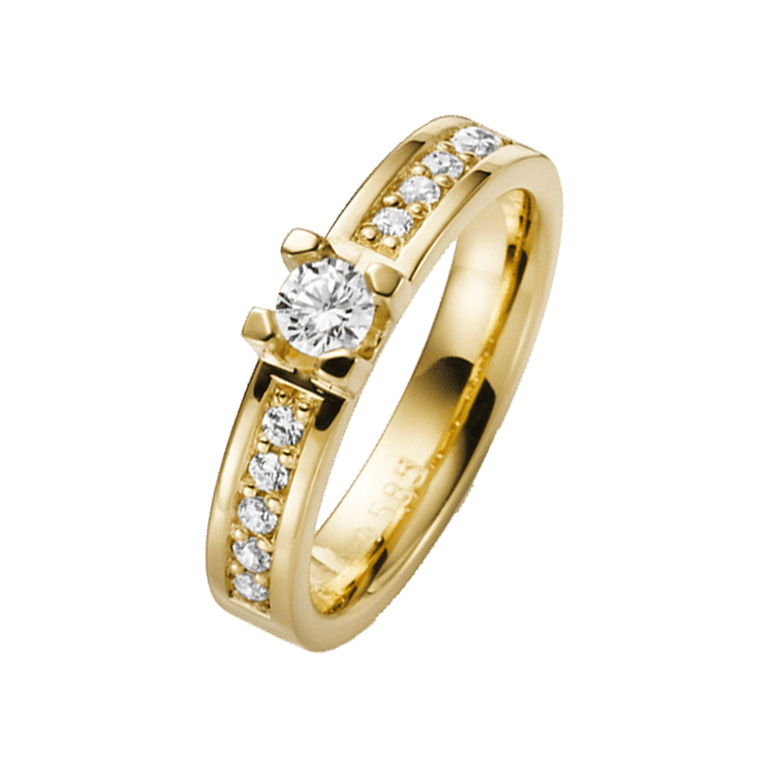 14K geelgouden verlovingsring diamant Bouganville H102