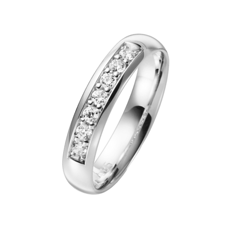 14K witgouden trouwring met diamant Phlox Line H95