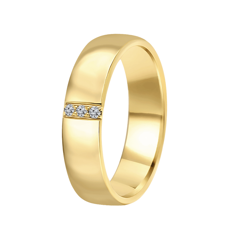 14K geelgouden trouwring diamant Pioenroos H98