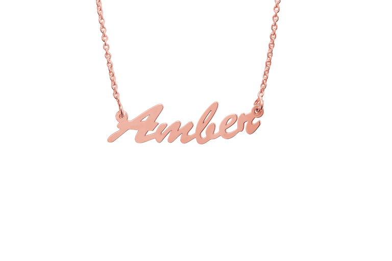 Zilveren roséplated naamketting voor dames