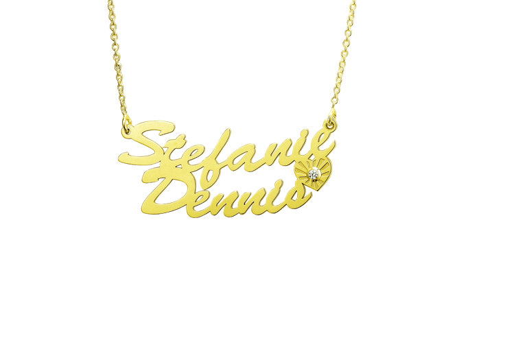 Zilveren goldplated naamketting met zirkonia voor dames