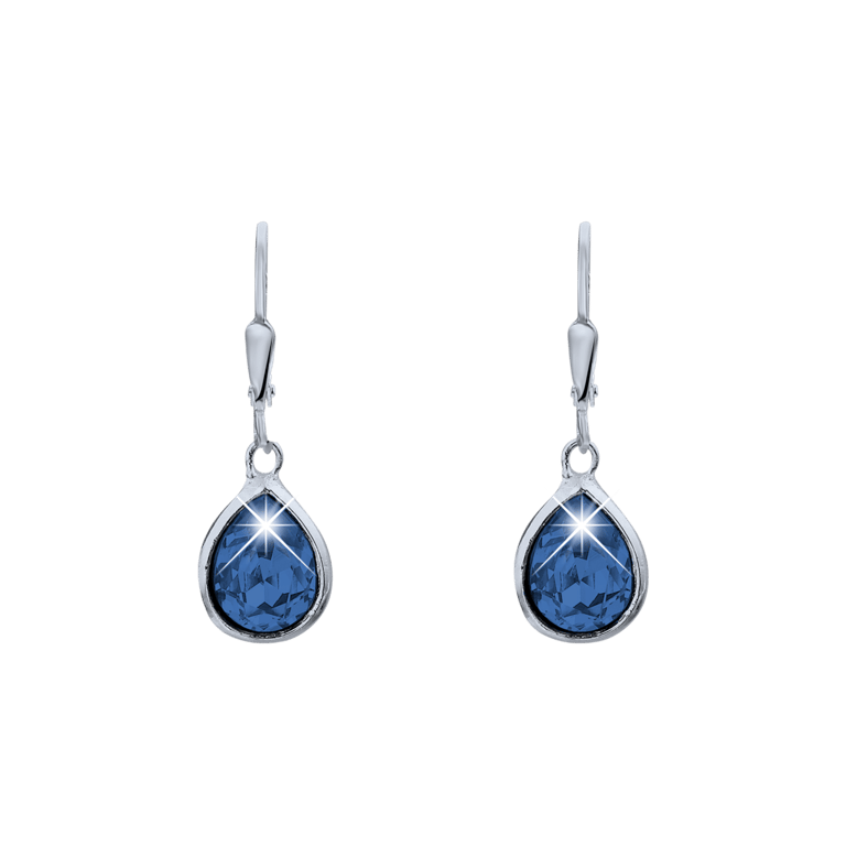 Zilveren oorringen druppel met Swarovski kristal voor dames
