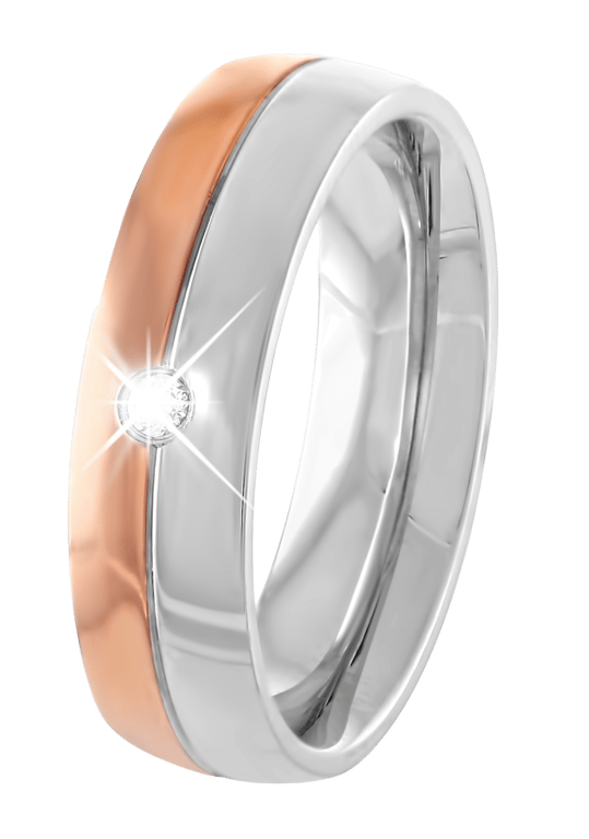Stalen roséplated ring met zirkonia voor dames