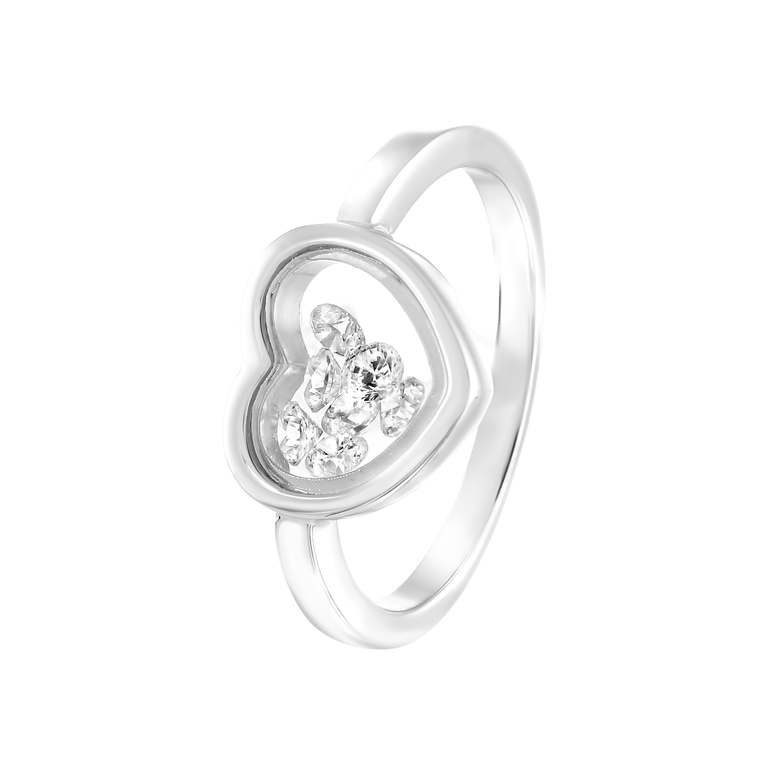 Stalen ring hart met bewegende zirkonia's