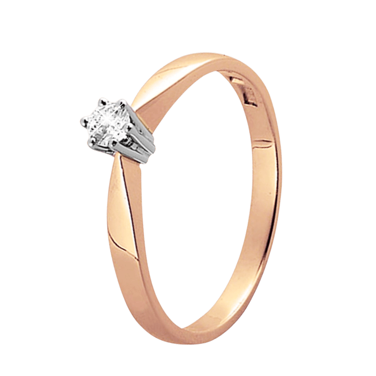 14K rose bic gouden solitair ring diamant 0.04ct.