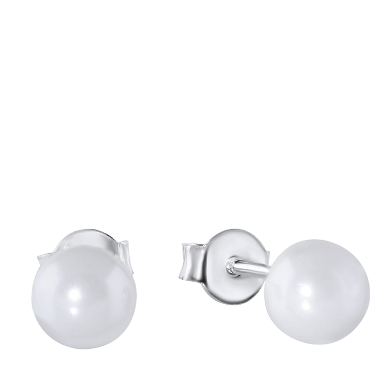 Zilveren oorbellen met parel 7mm.