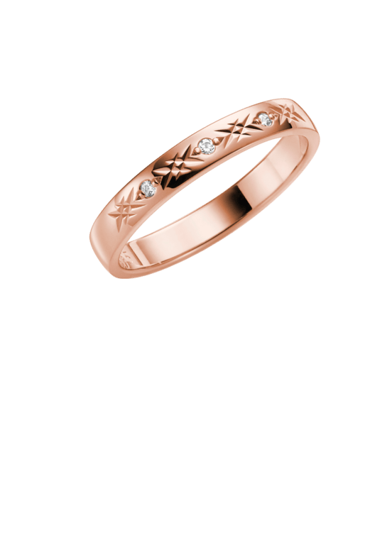 14-karätiger, rotgoldener Trauring mit Diamant für Damen, Akazie H96R