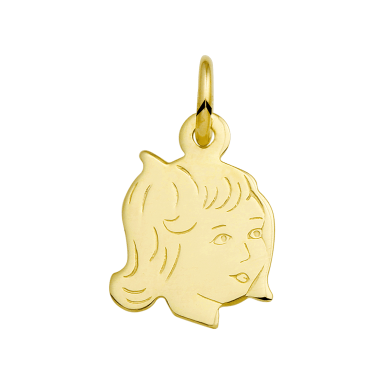 Anhänger, 585 Gelbgold, Mädchenkopf