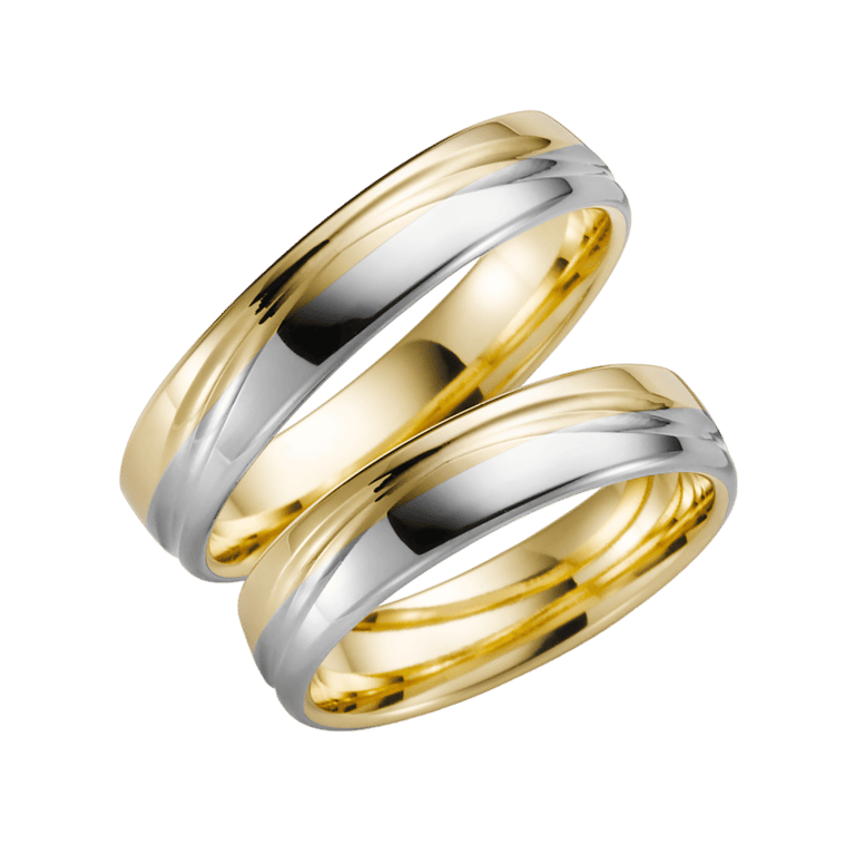 14 K bicolor dames trouwring geel/wit Dahlia H42