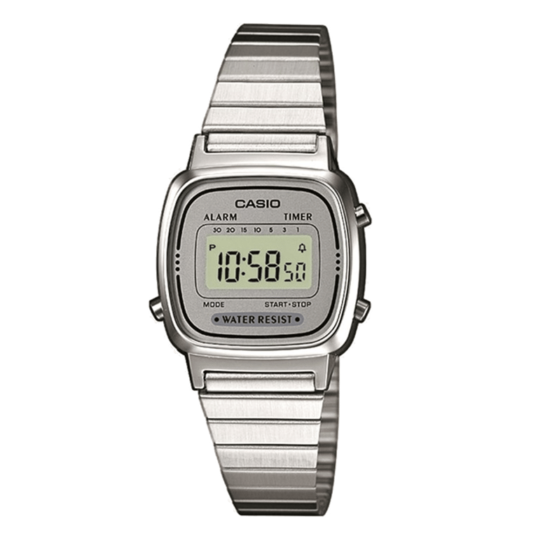 Casio Retro Digitaal Dames Horloge Zilverkleurig LA670WEA-7EF