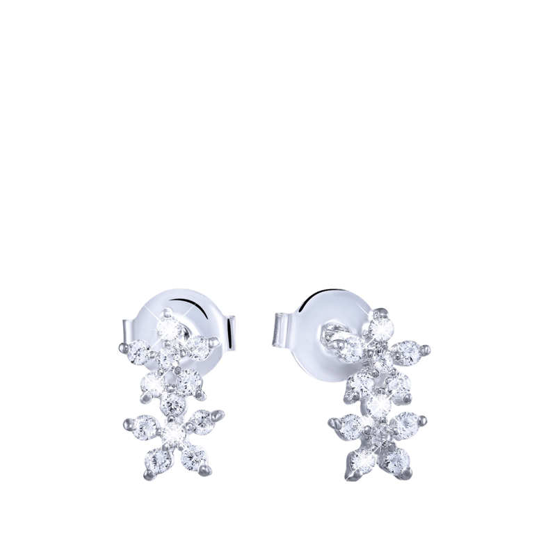 Ohrringe in 925 Silber Blumen mit Zirkonia