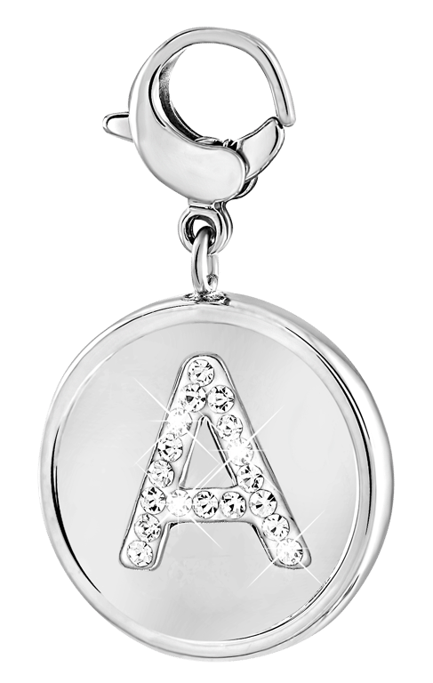 Gerecycled just.d stainless steel hanger letter met kristal