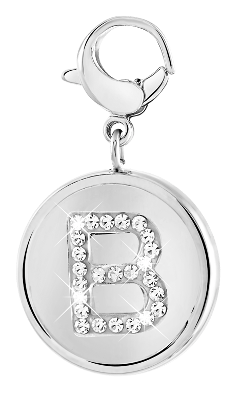 Gerecycleerd just.d stainless steel hanger letter met kristal