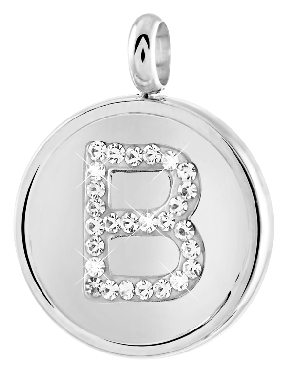 Gerecycled just.d stainless steel hanger letter met kristal