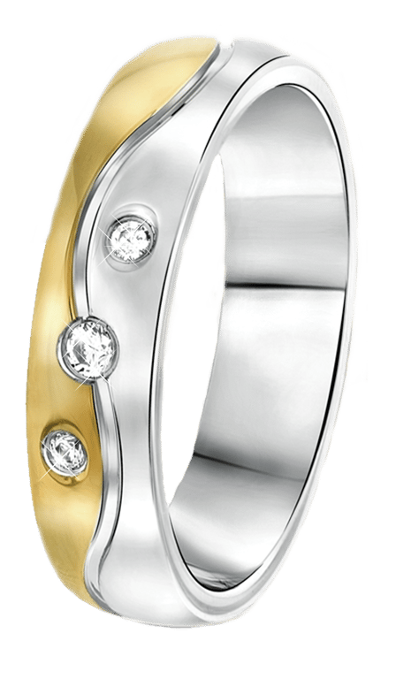 Stalen goldplated vriendschapsring Valletta met zirkonia voor met zirkonia voor dames