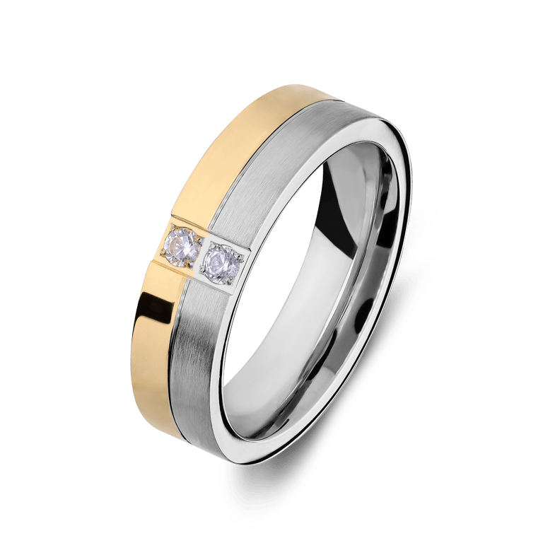 Stainless steel goldplated liefdesring Parijs met zirkonia voor met zirkonia voor dames