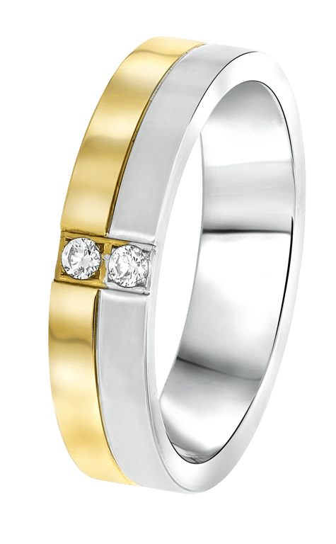 Stalen goldplated vriendschapsring Parijs met zirkonia voor met zirkonia voor dames