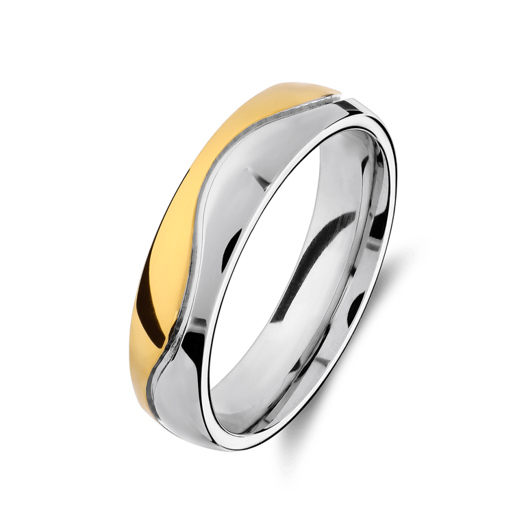 Stainless steel goldplated herenvriendschapsring Valletta